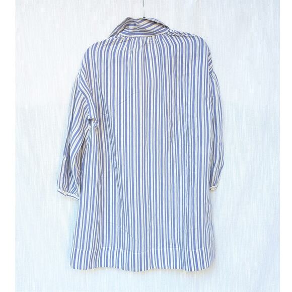 NWT Doen Marne Striped Silk-voile Mini Dress In Blue, size XS - Picture 3 of 8